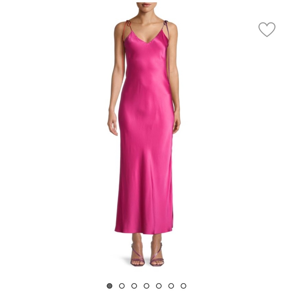 DANNIJO Tie Strap Long Slip Dress - Hot Pink
